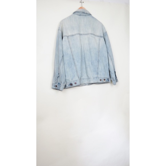 Free People denim oversize trucker jacket M L - Picture 4 of 5